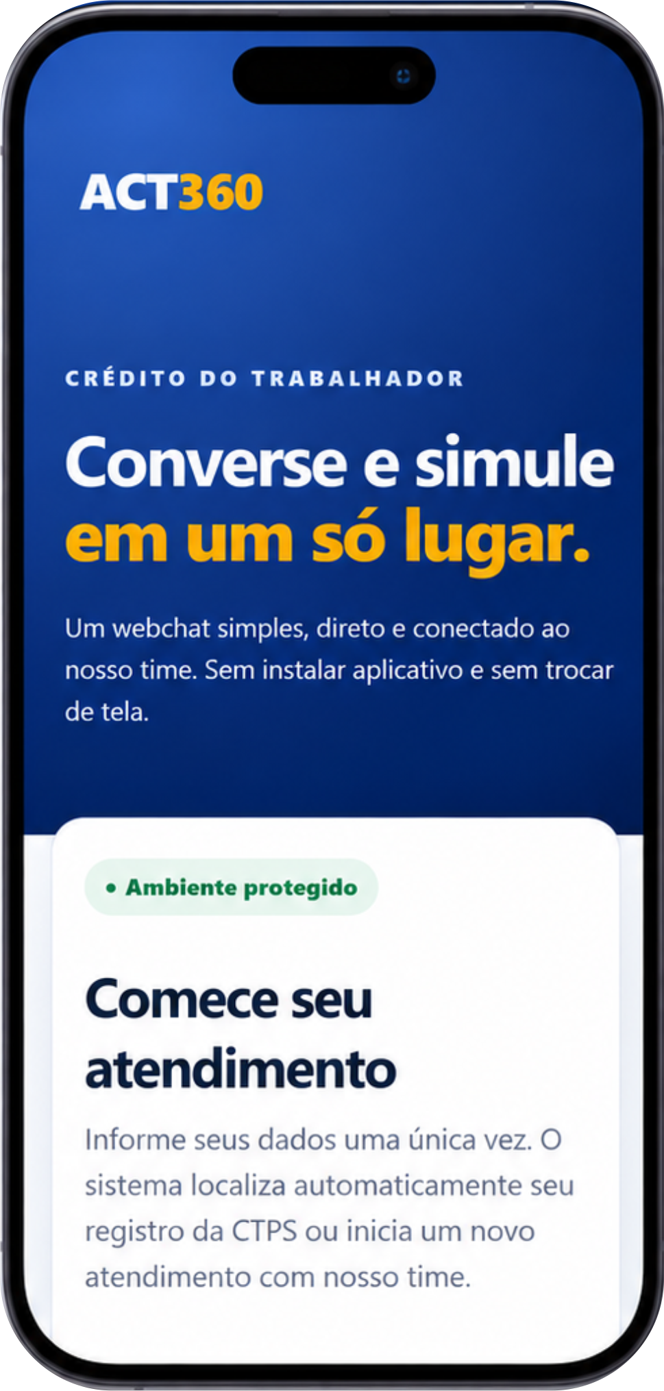 Tela do WebChat ACT360 para simulação do Crédito do Trabalhador